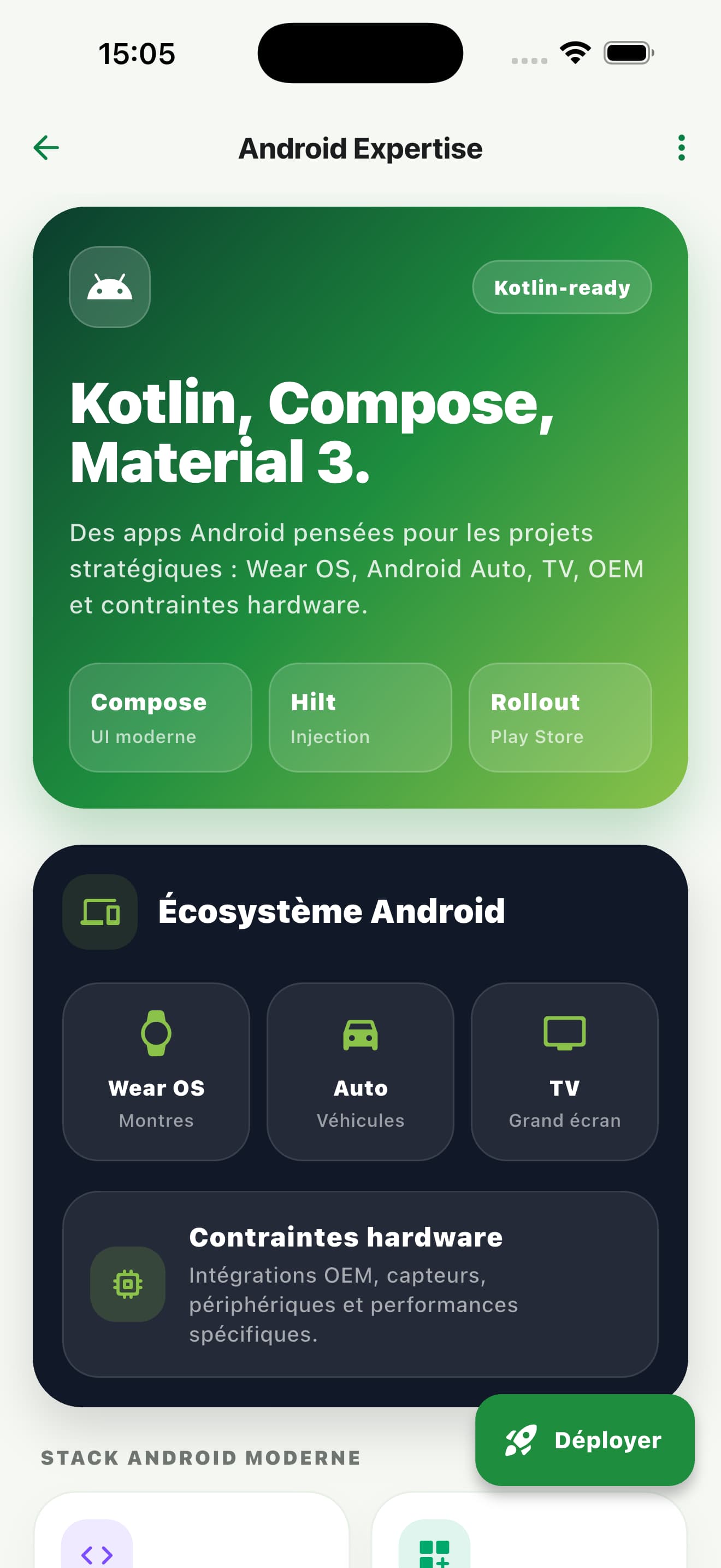 Application Android sur smartphone