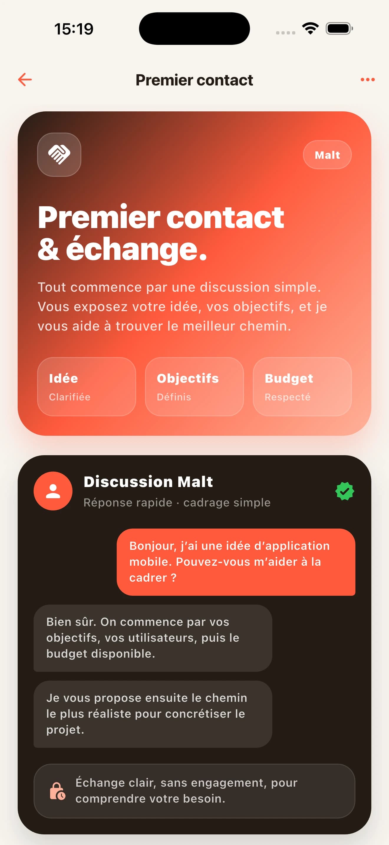 Premier contact & Échange