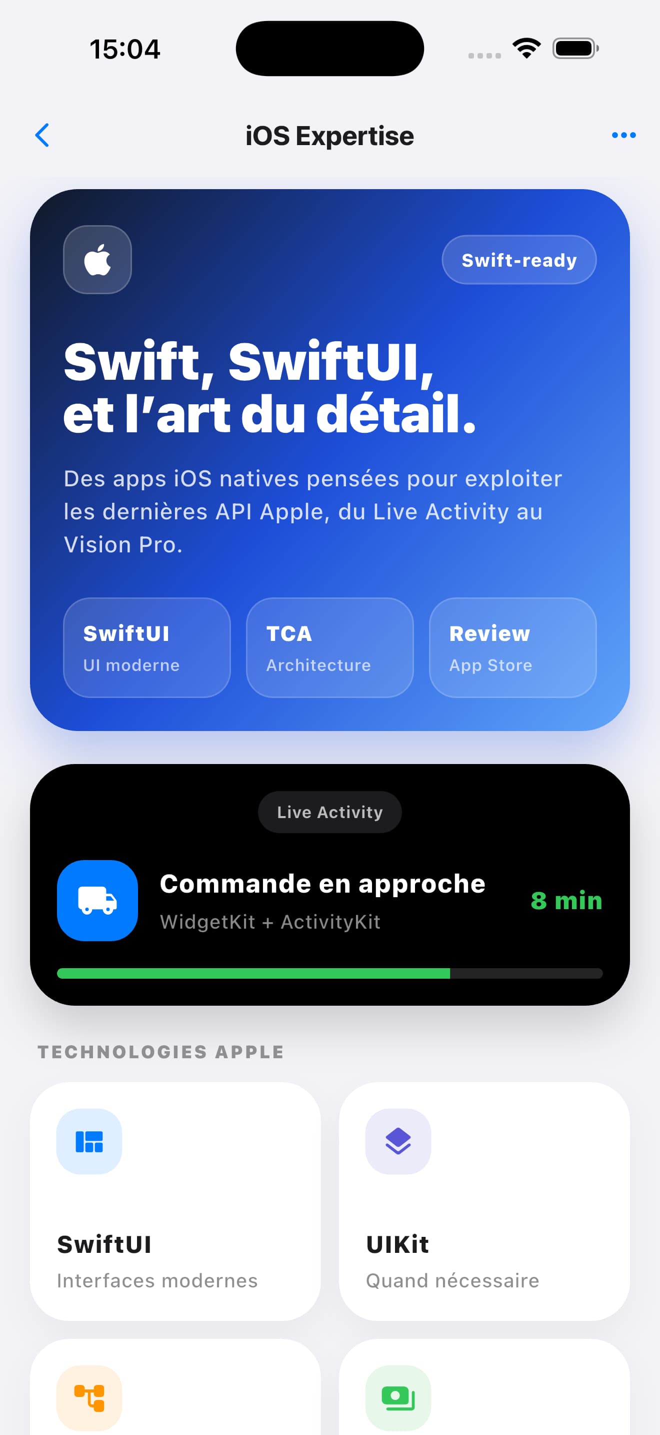 Application iOS sur iPhone