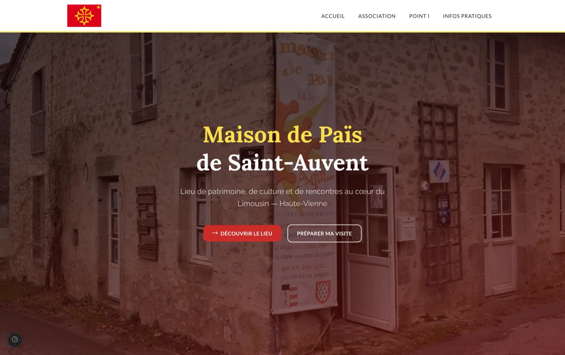 Accueil du site vitrine de la Maison de Païs de Saint-Auvent, en Haute-Vienne